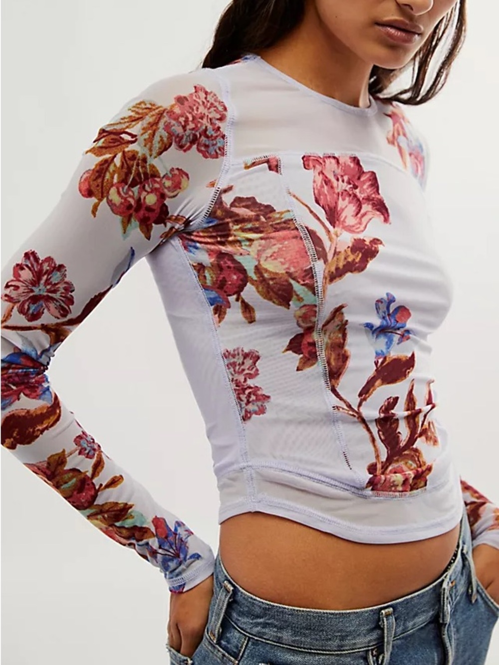LIKE NEW Free People Women’s Betty Garden Sheer Long Sleeve Top